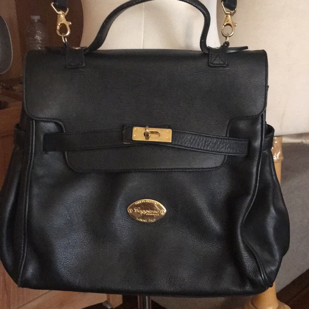 Caggiano Originale Black satchel Handbag 22K Gold